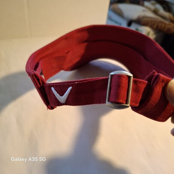 Callaway Red Adjustable Golf Visor With Embroidered Logo & White Stitching - Picture 6 of 7